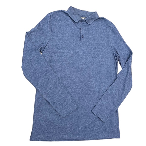 ASOS | MEN’S LONG SLEEVE POLO SHIRT | HEATHER BLUE | S | NWOT - Picture 1 of 8